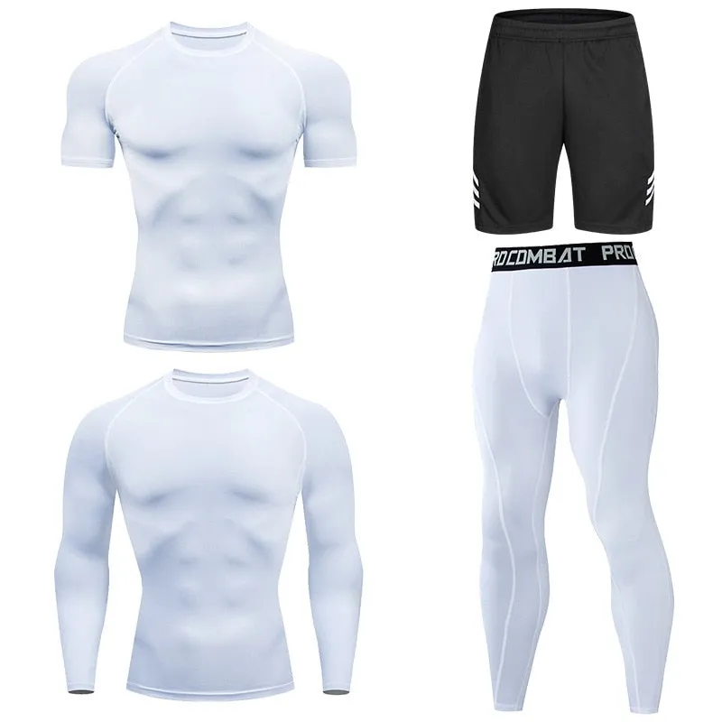 Men's Compression Running Set Football Basketball Cycling Fitness Sport Wear Kits Teenager Tight Breathable Tracksuits Jersey