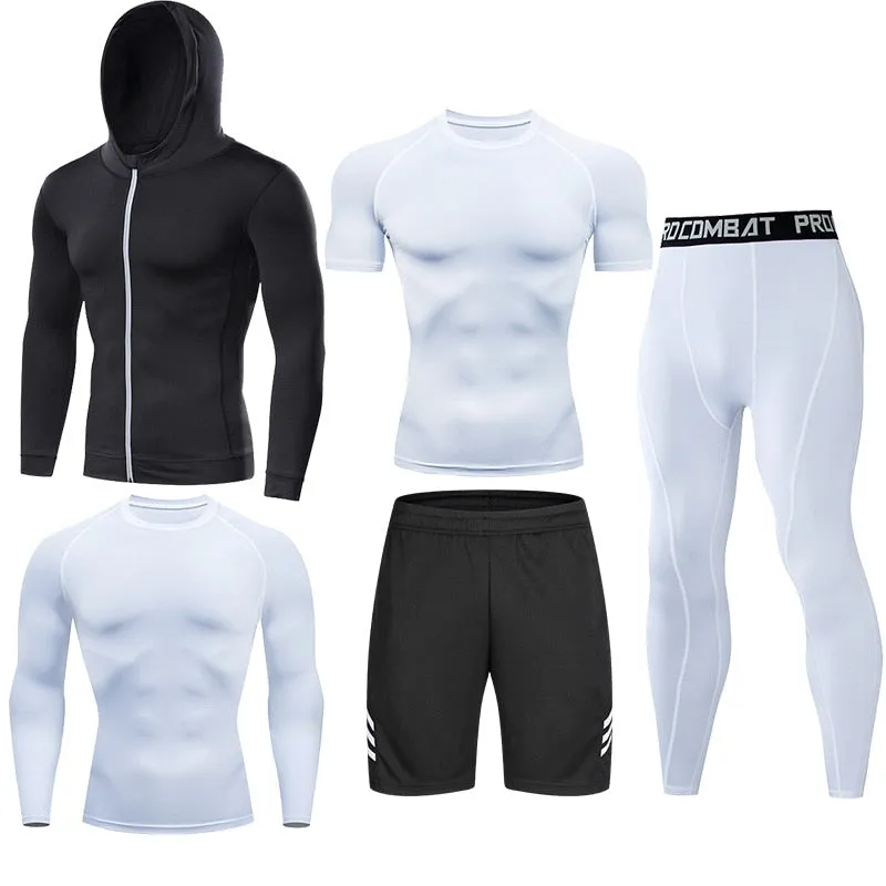 Men's Compression Running Set Football Basketball Cycling Fitness Sport Wear Kits Teenager Tight Breathable Tracksuits Jersey