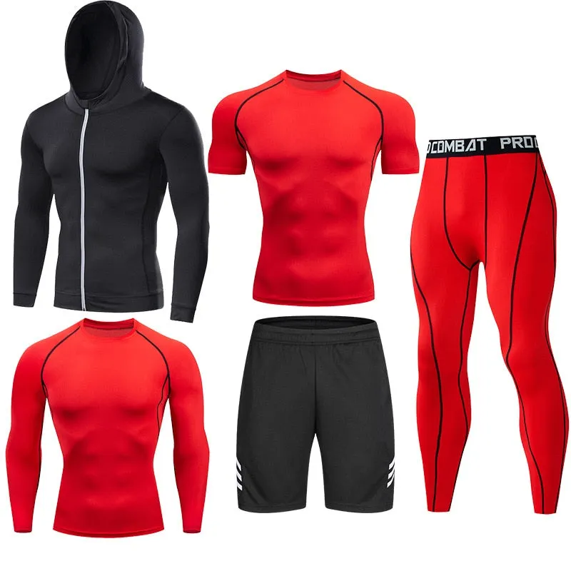 Men's Compression Running Set Football Basketball Cycling Fitness Sport Wear Kits Teenager Tight Breathable Tracksuits Jersey