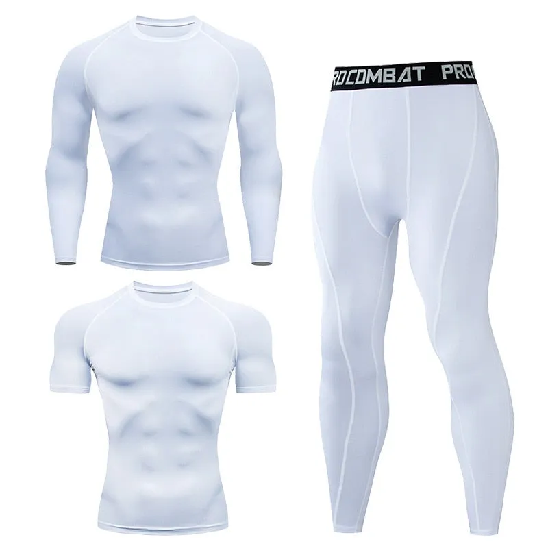 Men's Compression Running Set Football Basketball Cycling Fitness Sport Wear Kits Teenager Tight Breathable Tracksuits Jersey