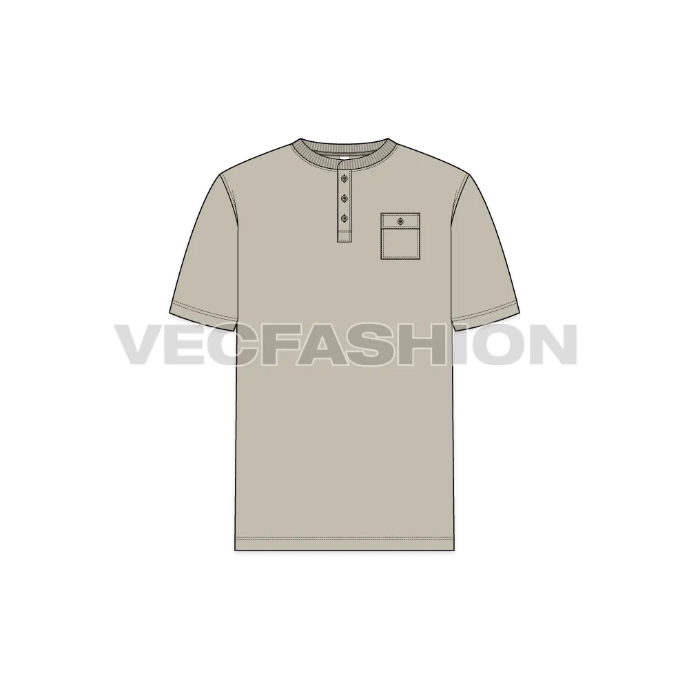 Mens Henley Neck T-shirt Template