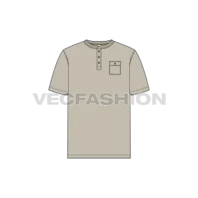 Mens Henley Neck T-shirt Template