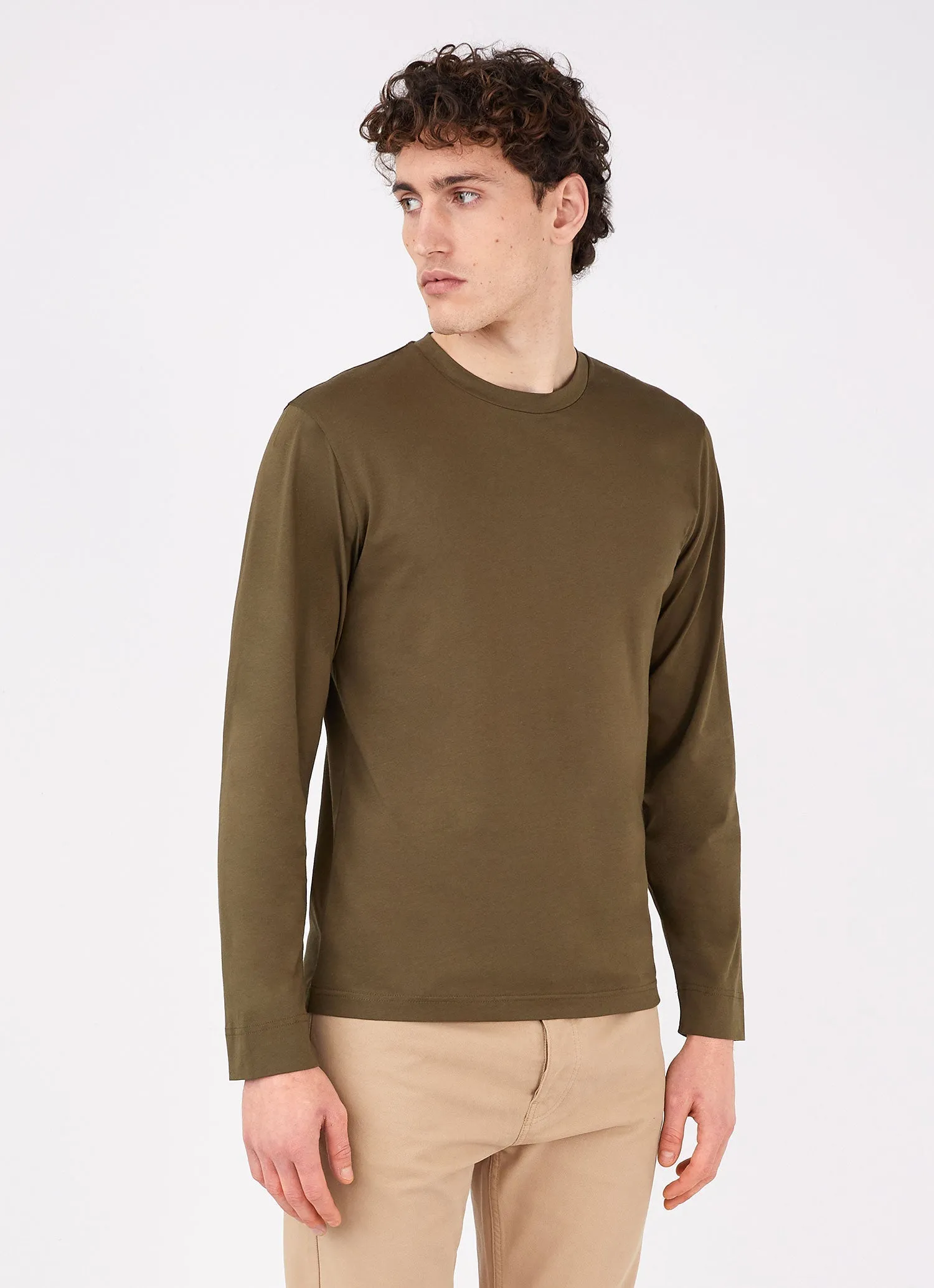 Men's Long Sleeve Riviera T-shirt in Dark Moss