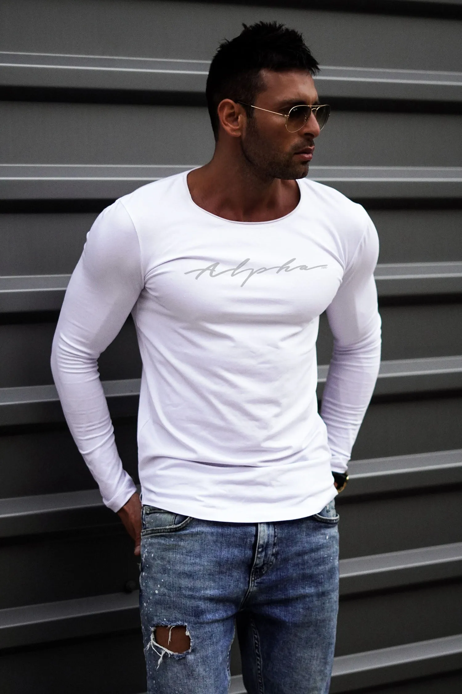 Mens Long Sleeve T-shirt "Alpha" Gray MD885