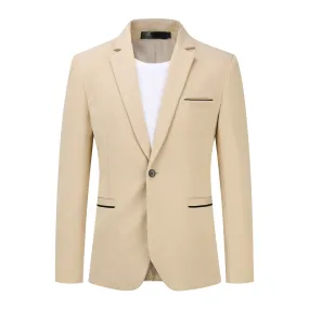 Men's Suit Jacket Slim Fit Coat Business Daily Blazer Khaki