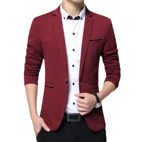 Men's Suit Jacket Slim Fit Coat Business Daily Blazer Red