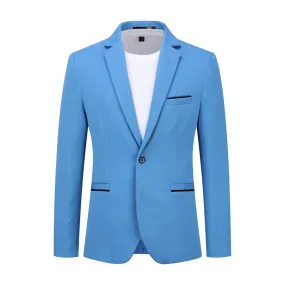 Men's Suit Jacket Slim Fit Coat Business Daily Blazer Sky Blue