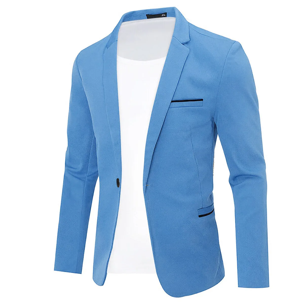 Men's Suit Jacket Slim Fit Coat Business Daily Blazer Sky Blue