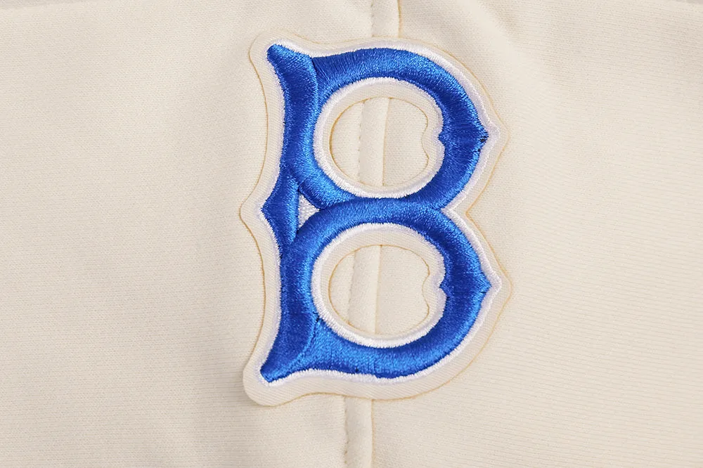 MLB BROOKLYN DODGERS RETRO CLASSIC WOMEN'S CROPPED PO HOODIE (EGGSHELL/ROYAL BLUE)