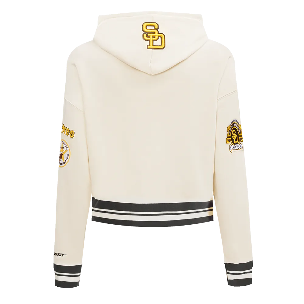 MLB SAN DIEGO PADRES RETRO CLASSIC WOMEN'S RIB CROPPED PO HOODIE (EGGSHELL/ BLACK)