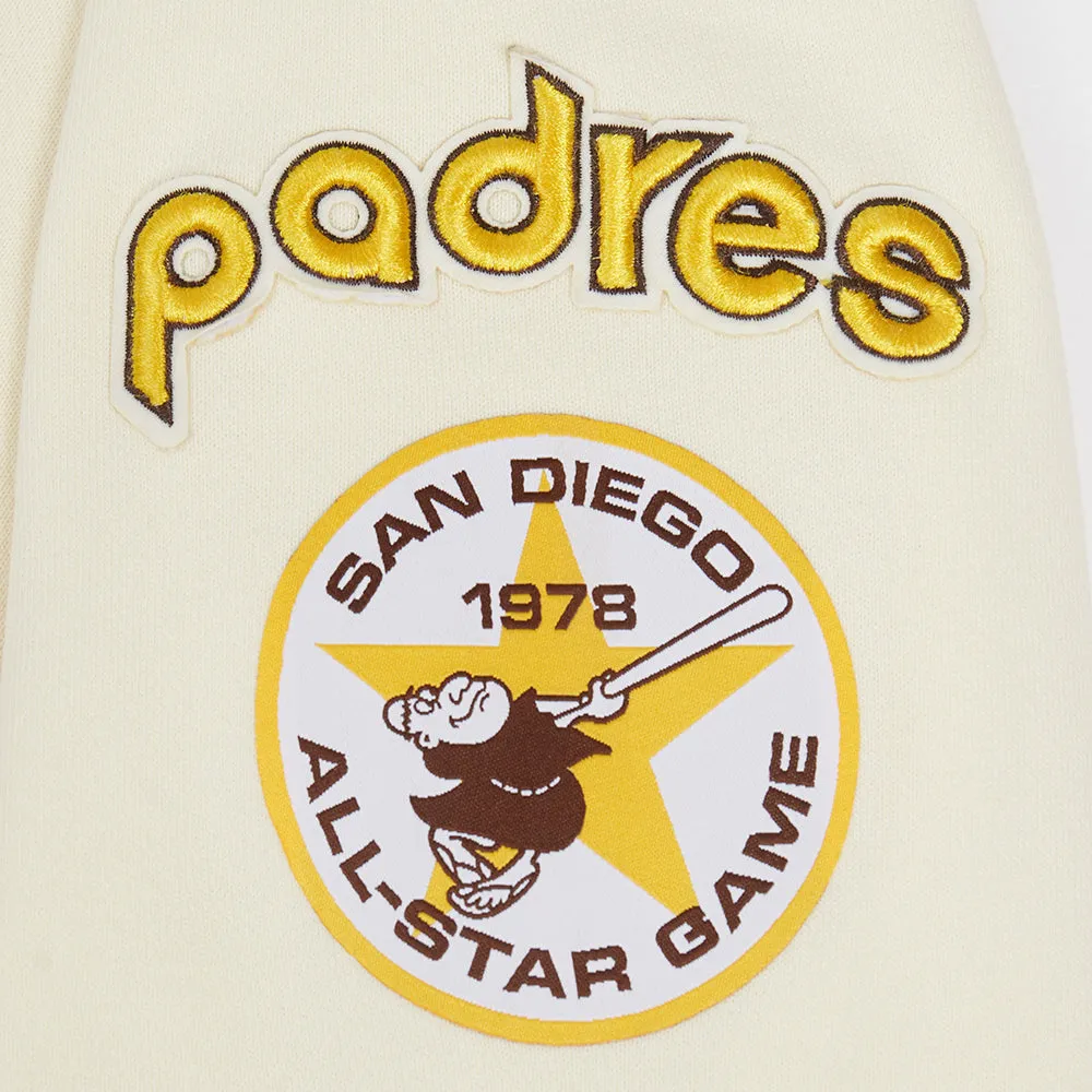 MLB SAN DIEGO PADRES RETRO CLASSIC WOMEN'S RIB CROPPED PO HOODIE (EGGSHELL/ BLACK)