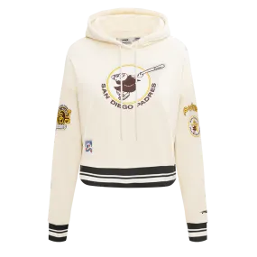 MLB SAN DIEGO PADRES RETRO CLASSIC WOMEN'S RIB CROPPED PO HOODIE (EGGSHELL/ BLACK)