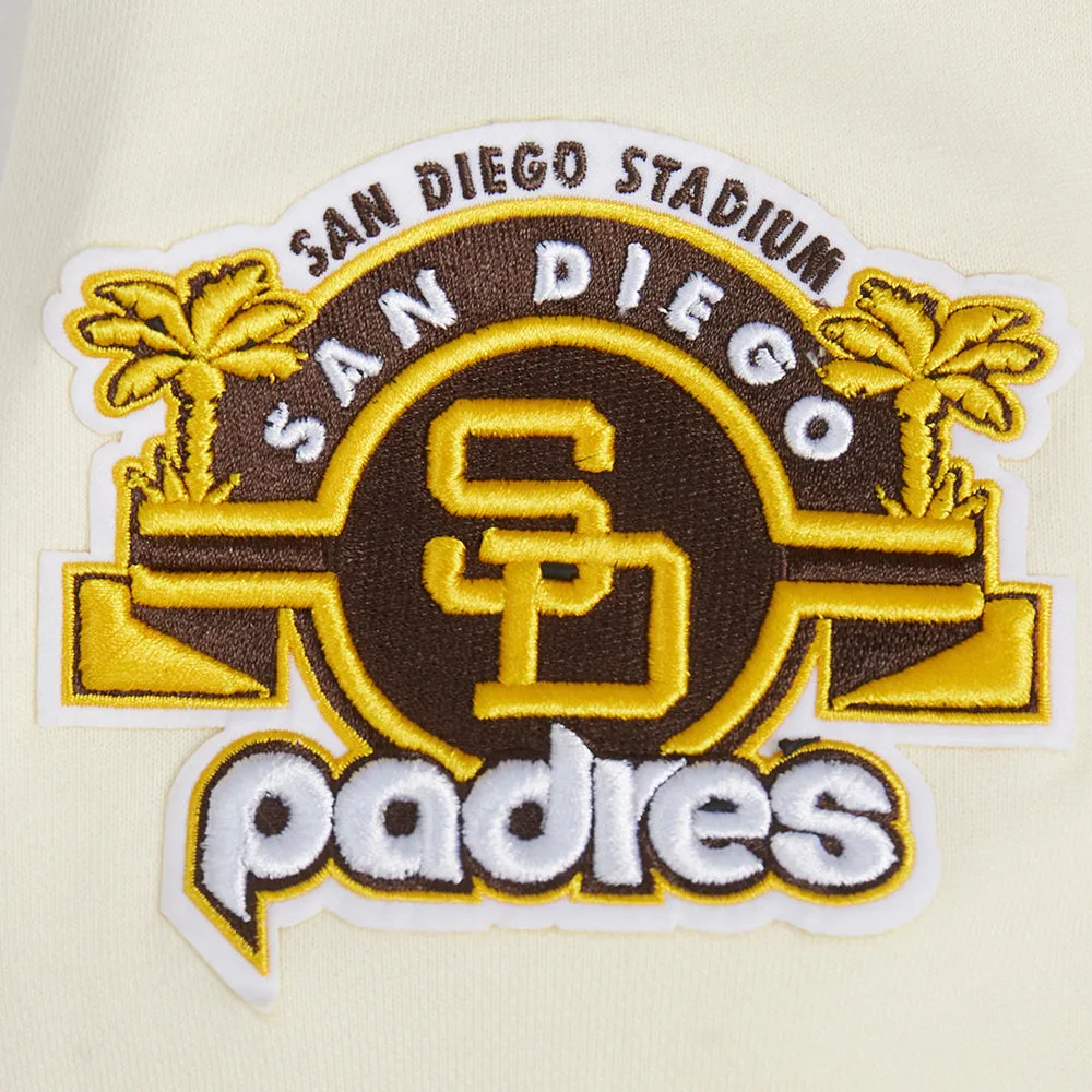 MLB SAN DIEGO PADRES RETRO CLASSIC WOMEN'S RIB CROPPED PO HOODIE (EGGSHELL/ BLACK)