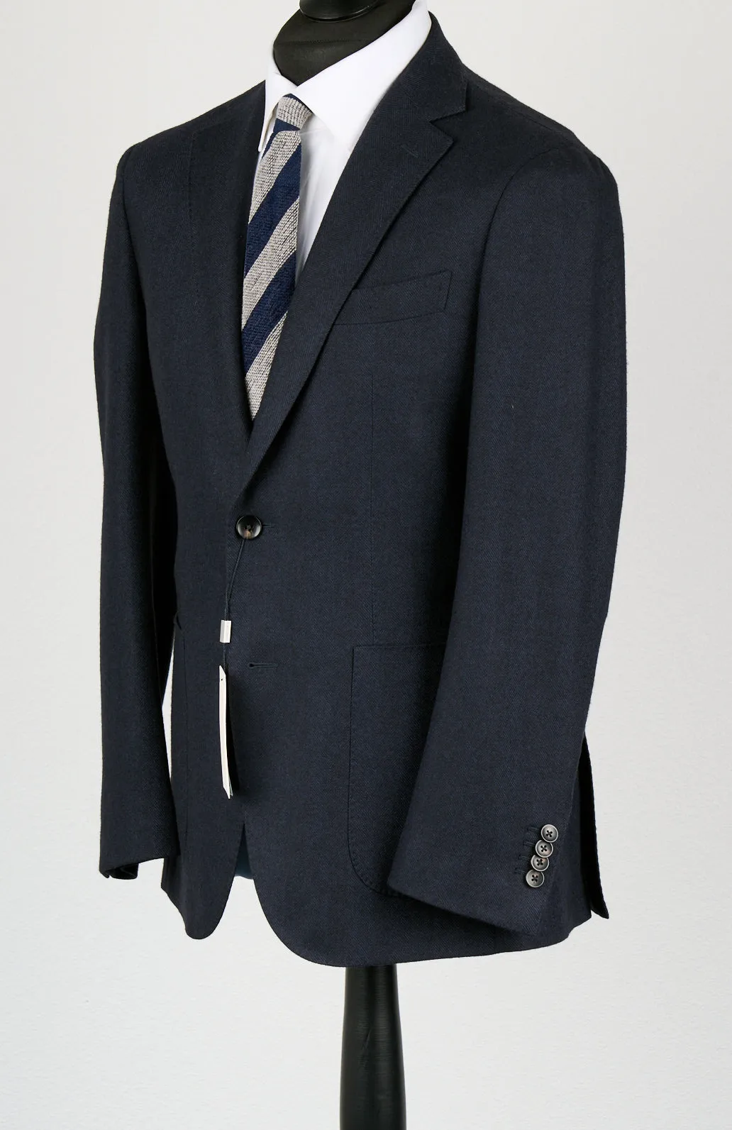 New Suitsupply Havana Dark Navy Herringbone Wool and Cashmere Blazer - Size 42S and 42R