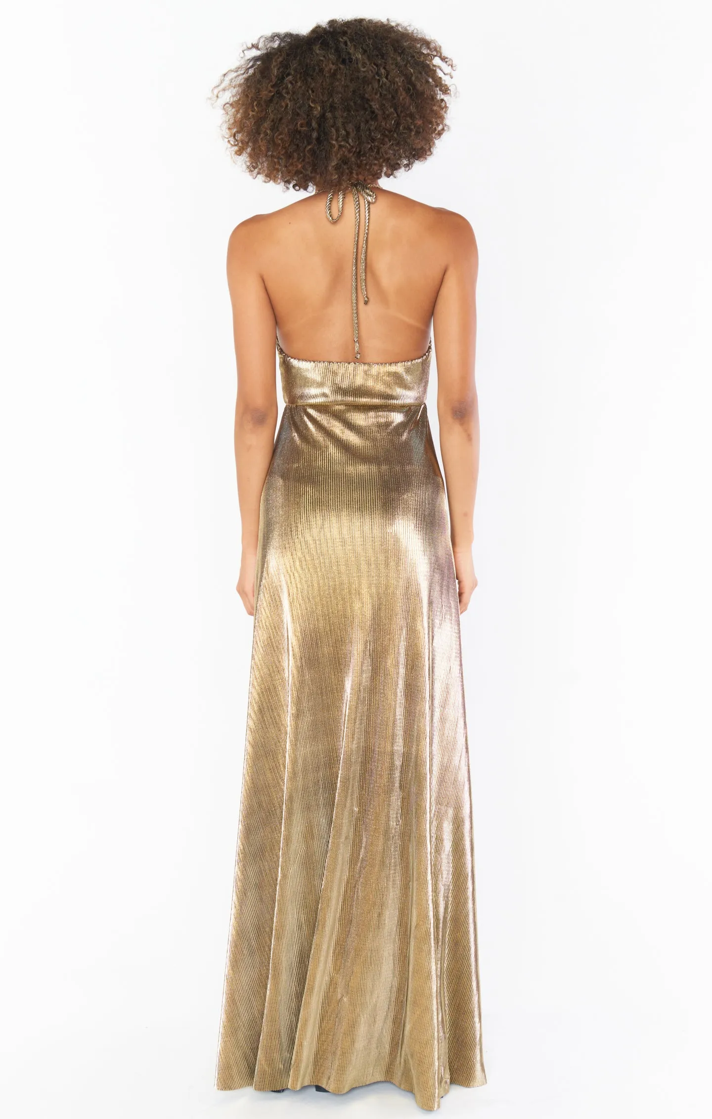 Paros Maxi Dress ~ Pleated Gold