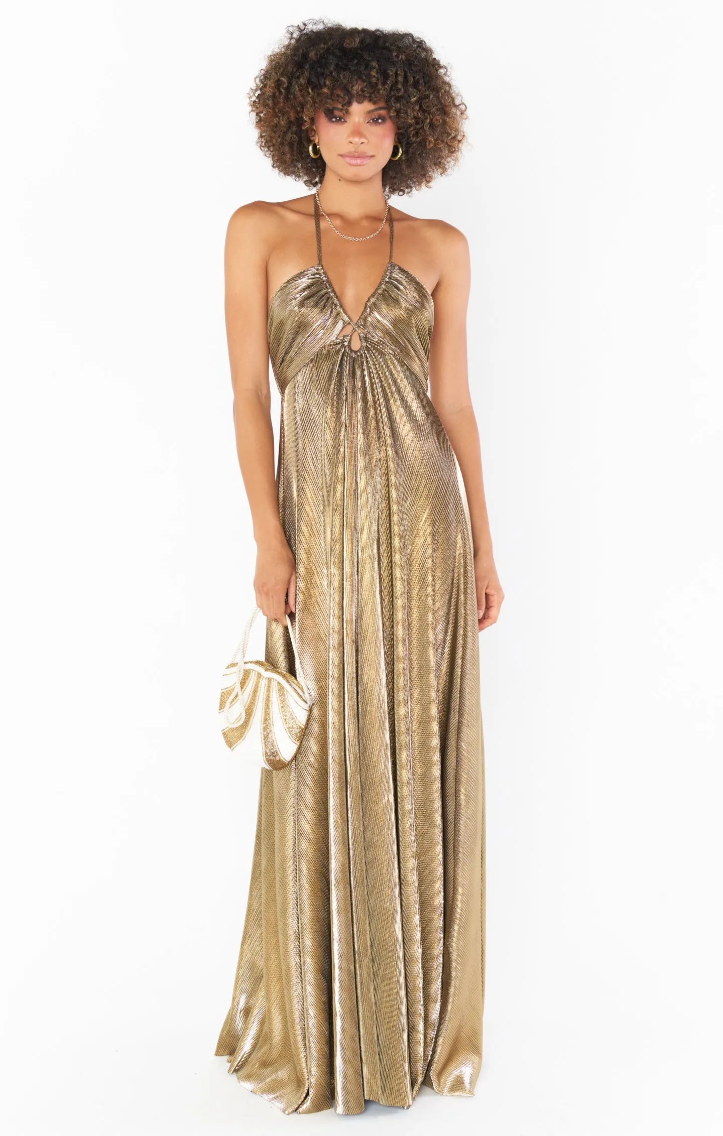 Paros Maxi Dress ~ Pleated Gold