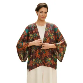 Powder Warm Ikat Kimono Jacket - Chocolate Brown