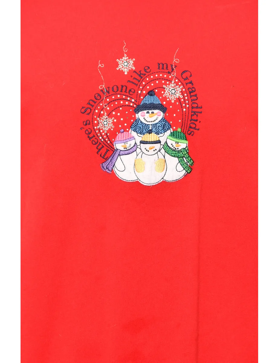 Red Snowman Design Christmas Jumper - XL