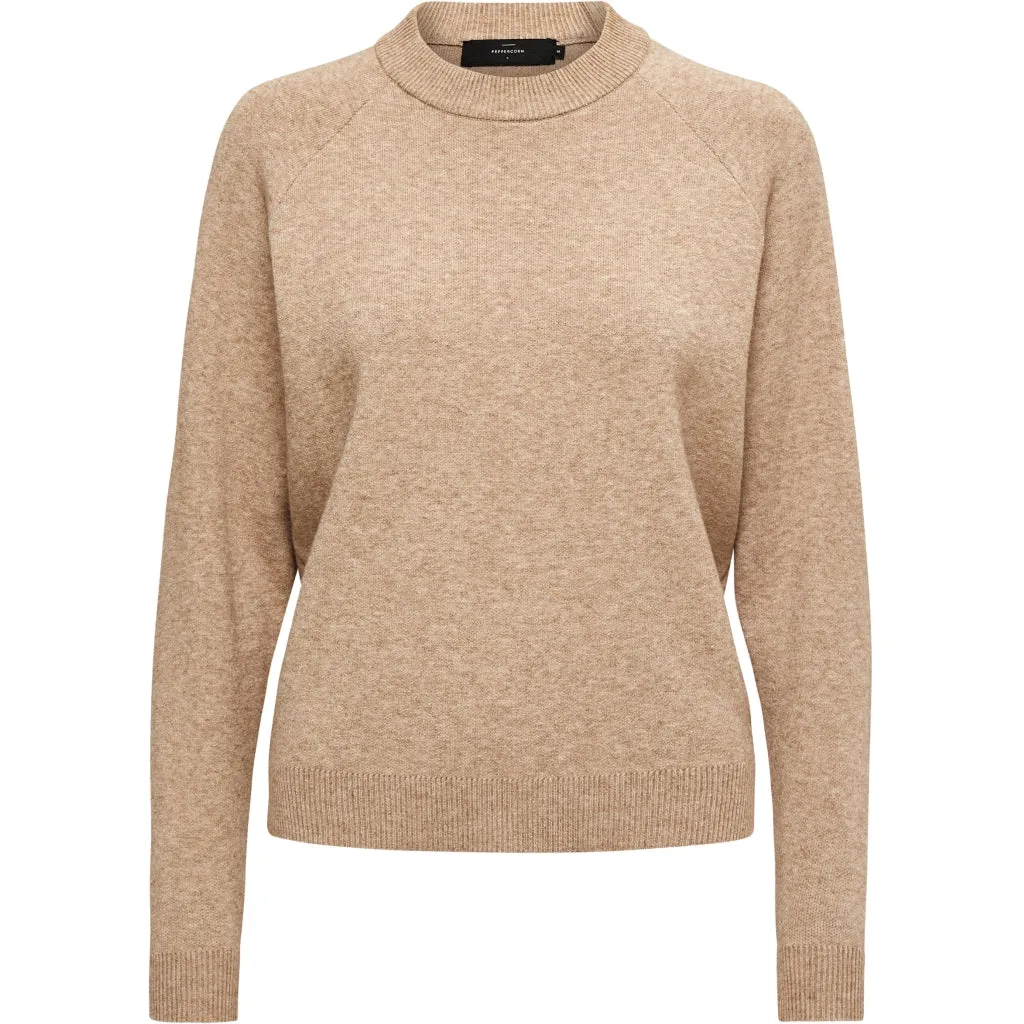 Rosalia Mock Neck Knit Pullover Curve - Brazilian Sand Melange