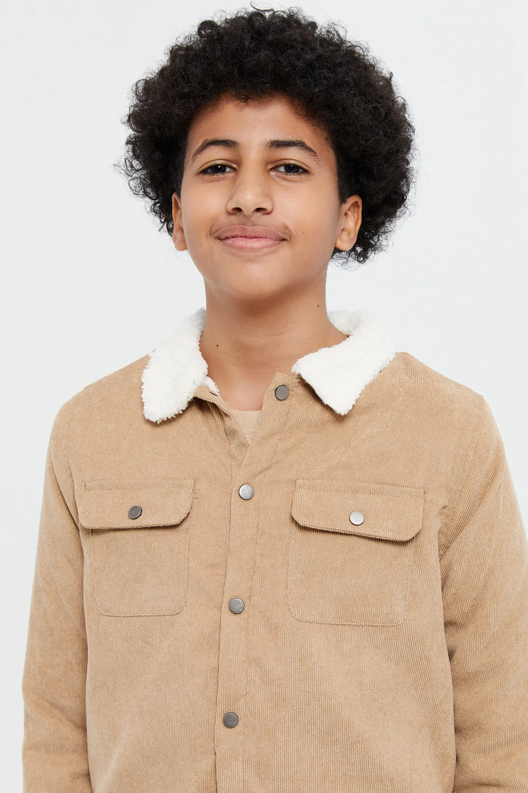 Senior Boys Beige Casual Jacket