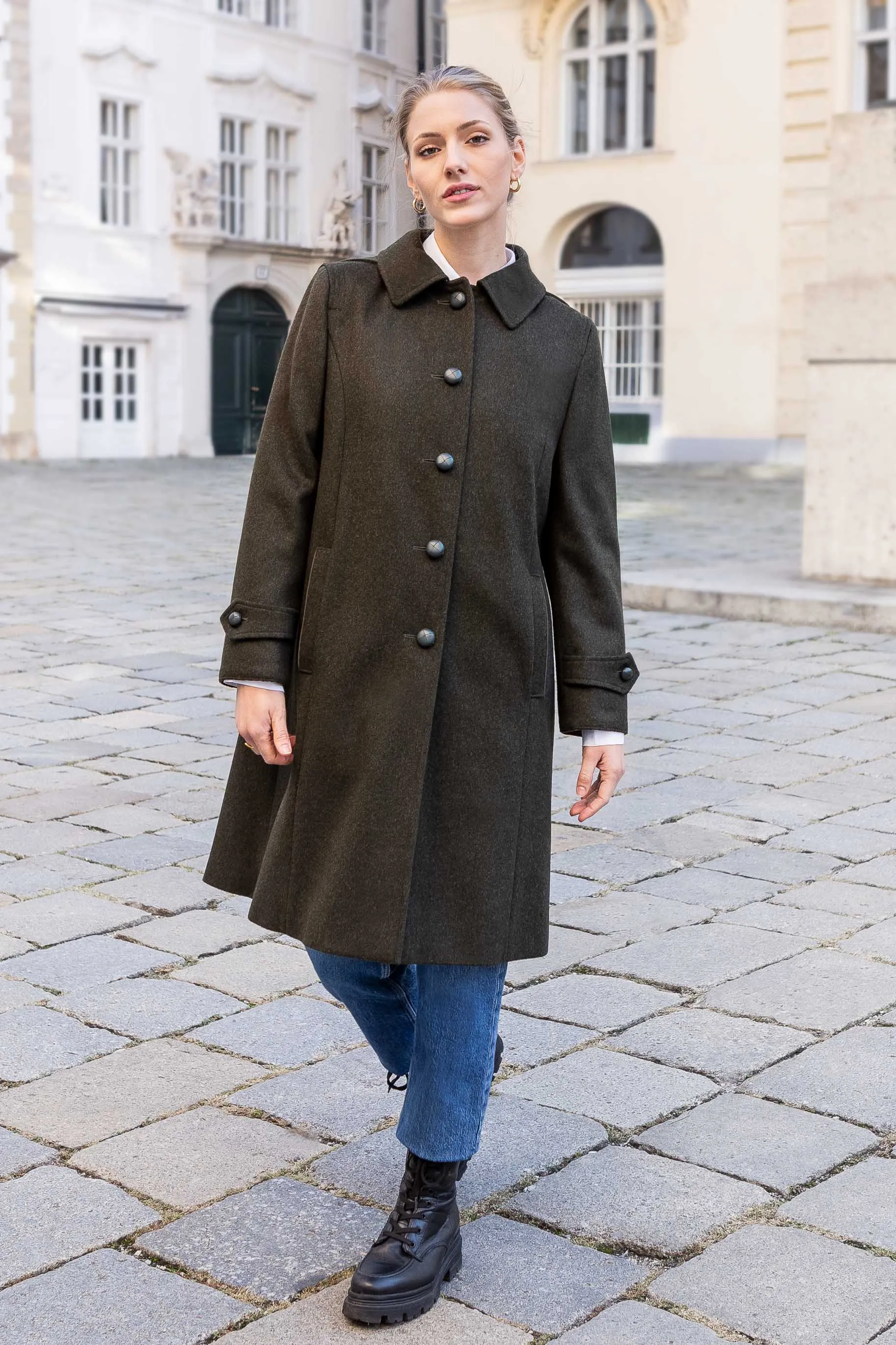 Silvia - Women's Petite Loden Coat in Green