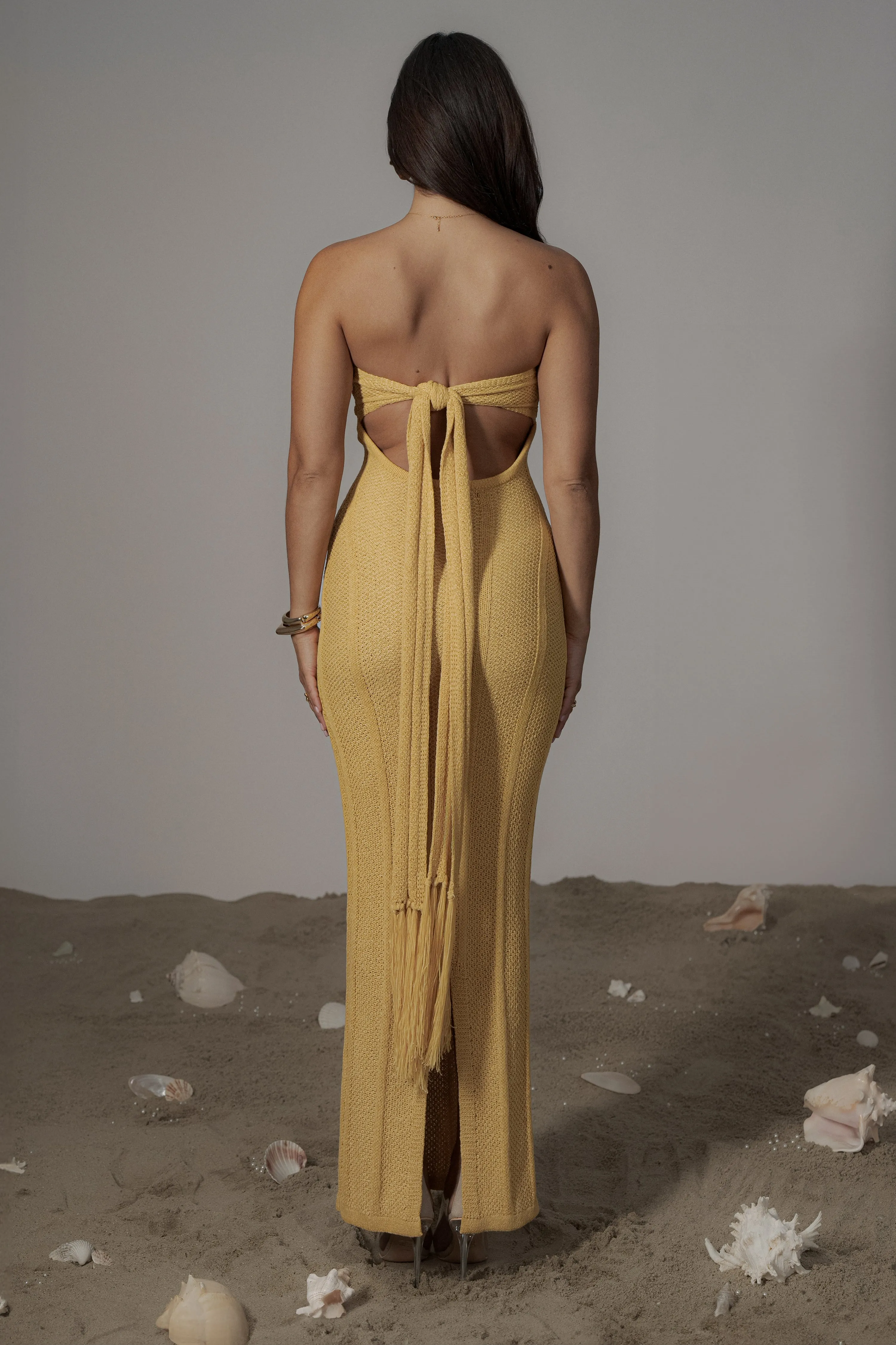 Yellow Blanca Strapless Maxi Dress