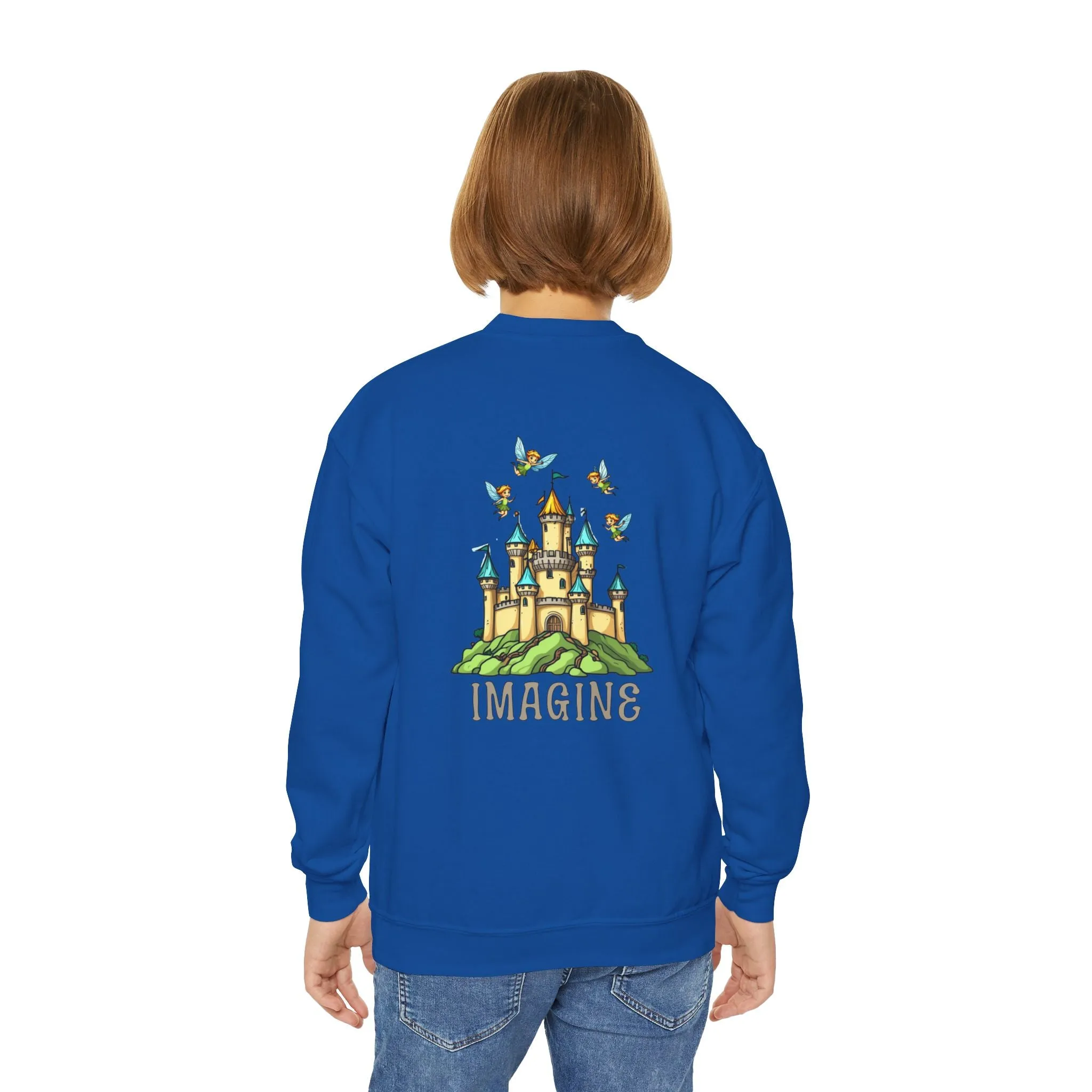 Youth Crewneck Sweatshirt - Fantasy Castle 'IMAGINE' Design