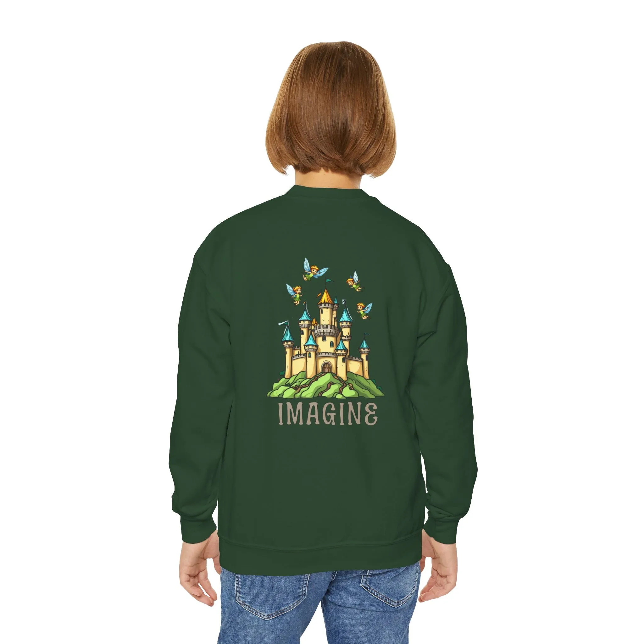 Youth Crewneck Sweatshirt - Fantasy Castle 'IMAGINE' Design