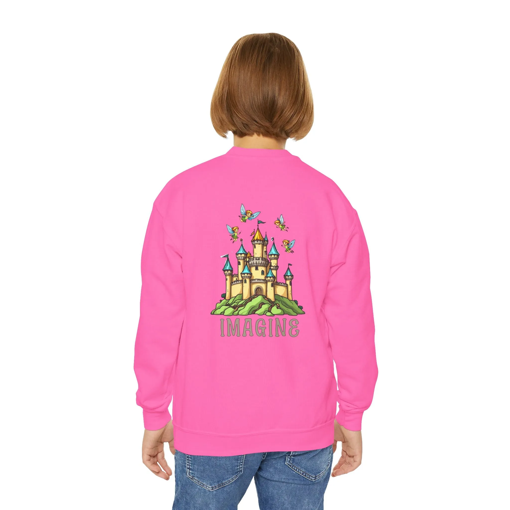 Youth Crewneck Sweatshirt - Fantasy Castle 'IMAGINE' Design