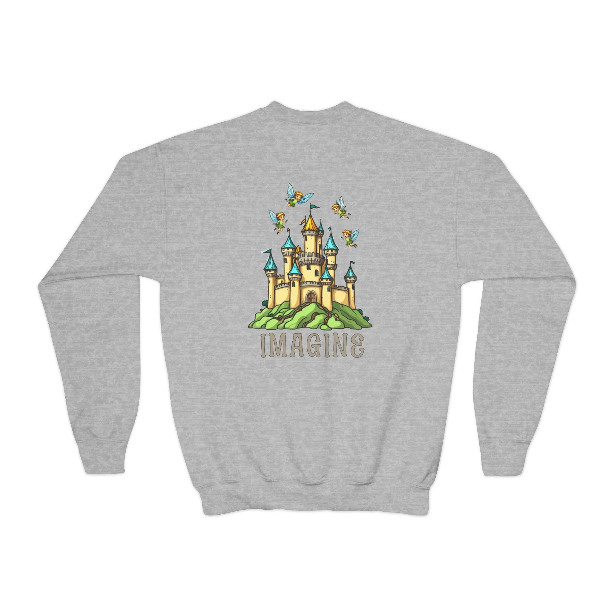 Youth Crewneck Sweatshirt - Fantasy Castle 'IMAGINE' Design