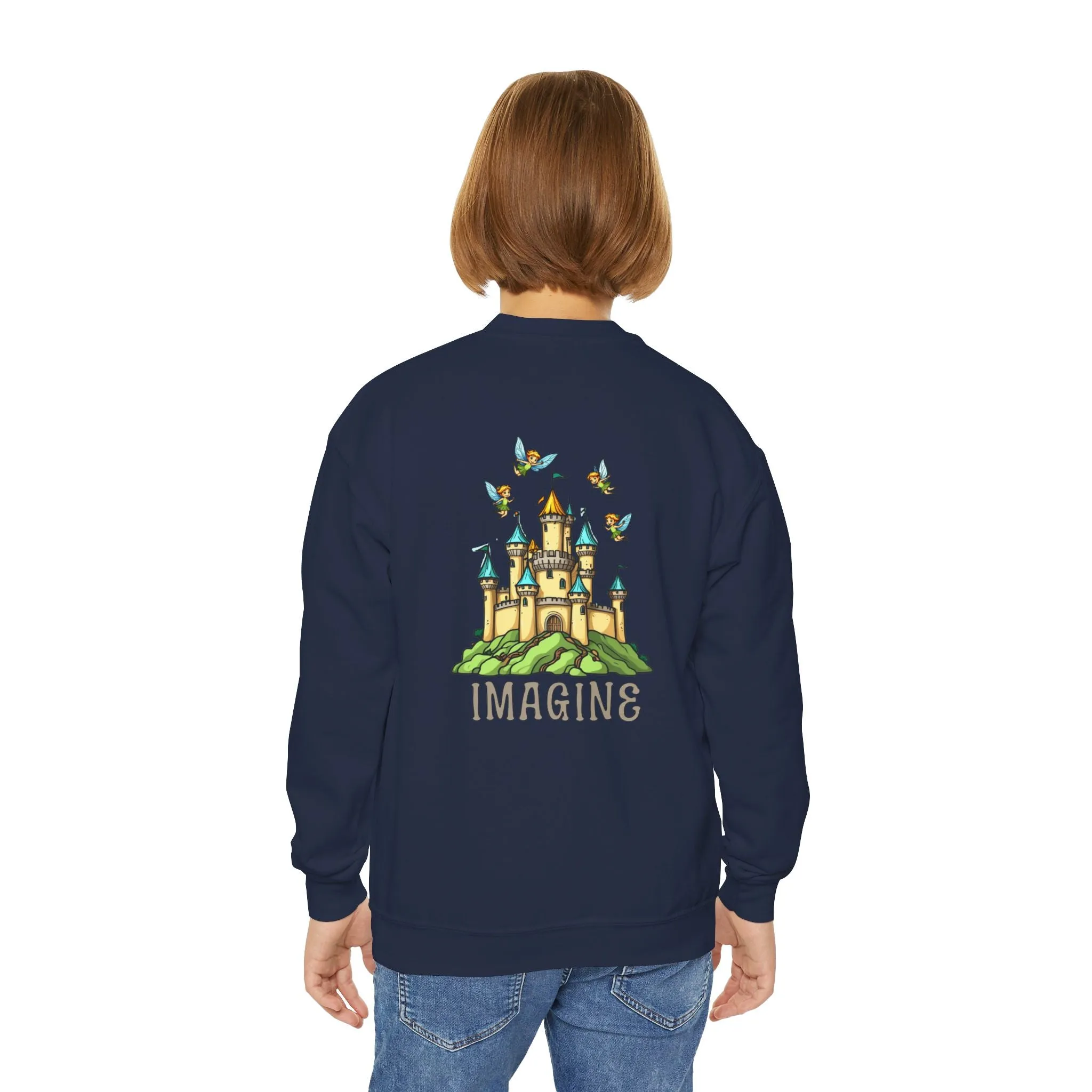 Youth Crewneck Sweatshirt - Fantasy Castle 'IMAGINE' Design