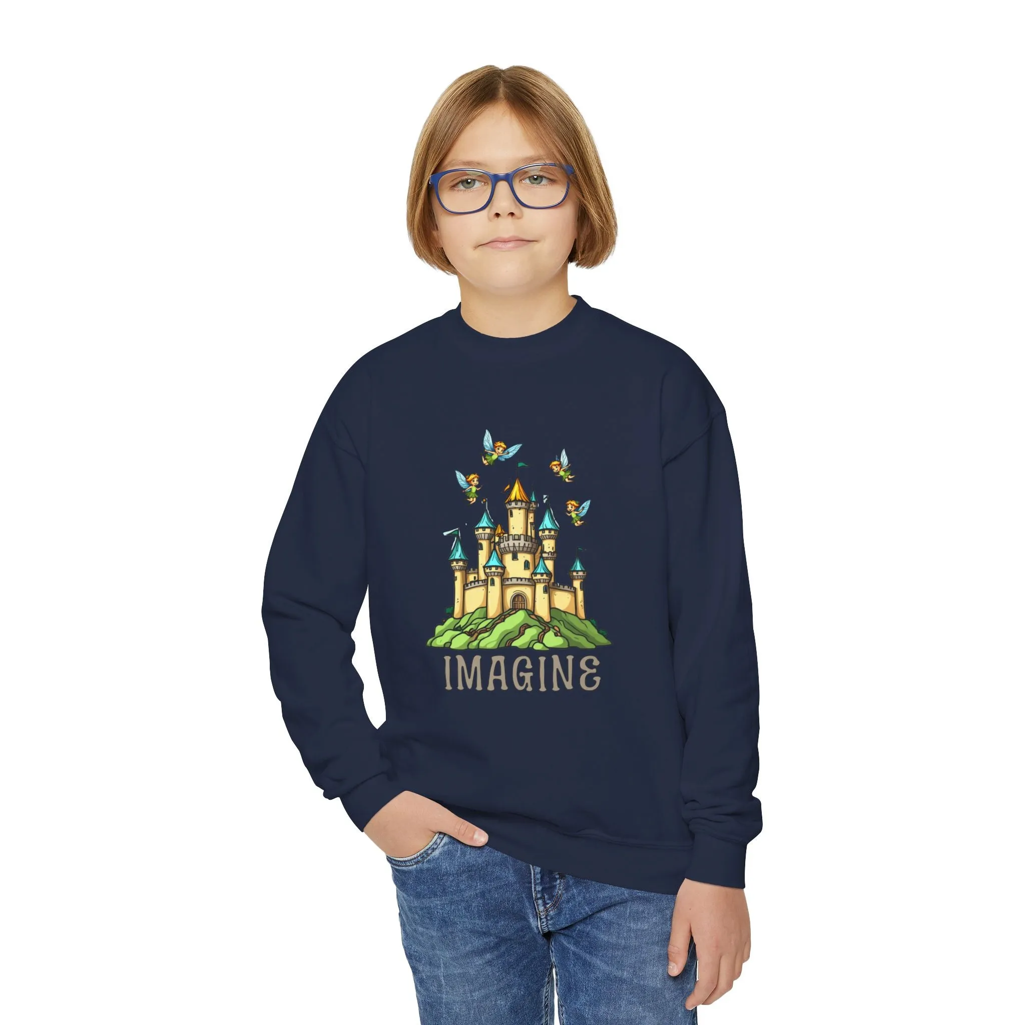 Youth Crewneck Sweatshirt - Fantasy Castle 'IMAGINE' Design