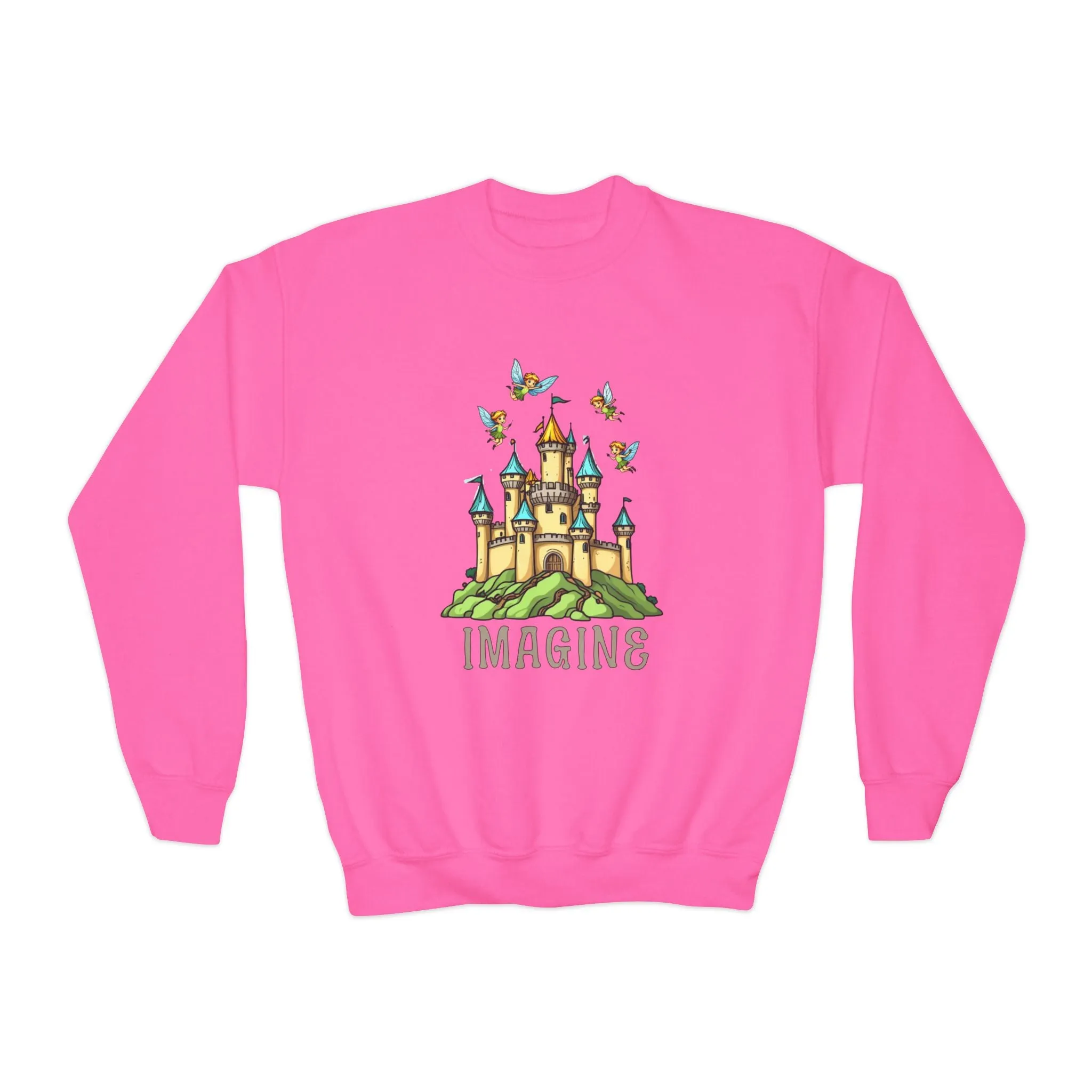 Youth Crewneck Sweatshirt - Fantasy Castle 'IMAGINE' Design