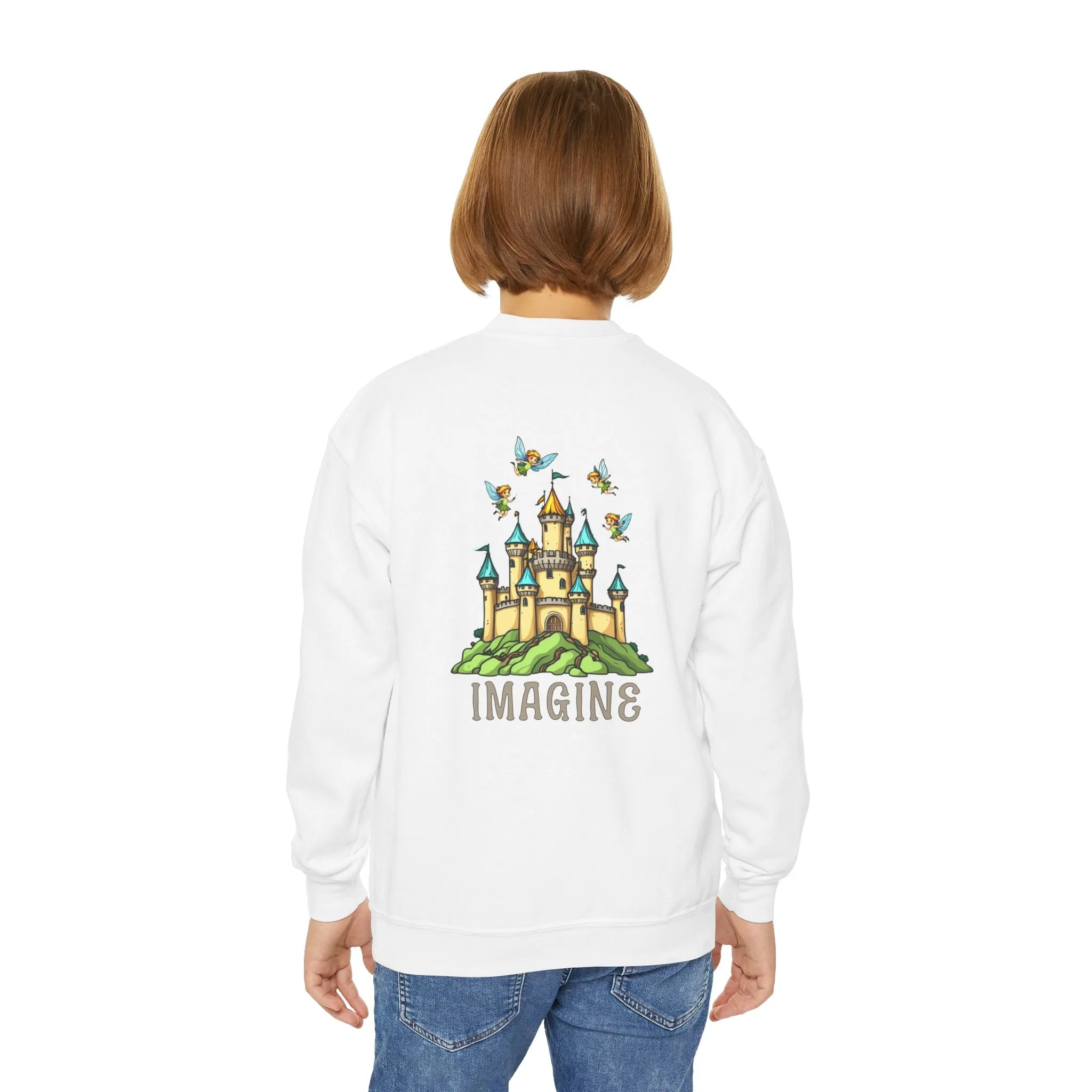 Youth Crewneck Sweatshirt - Fantasy Castle 'IMAGINE' Design