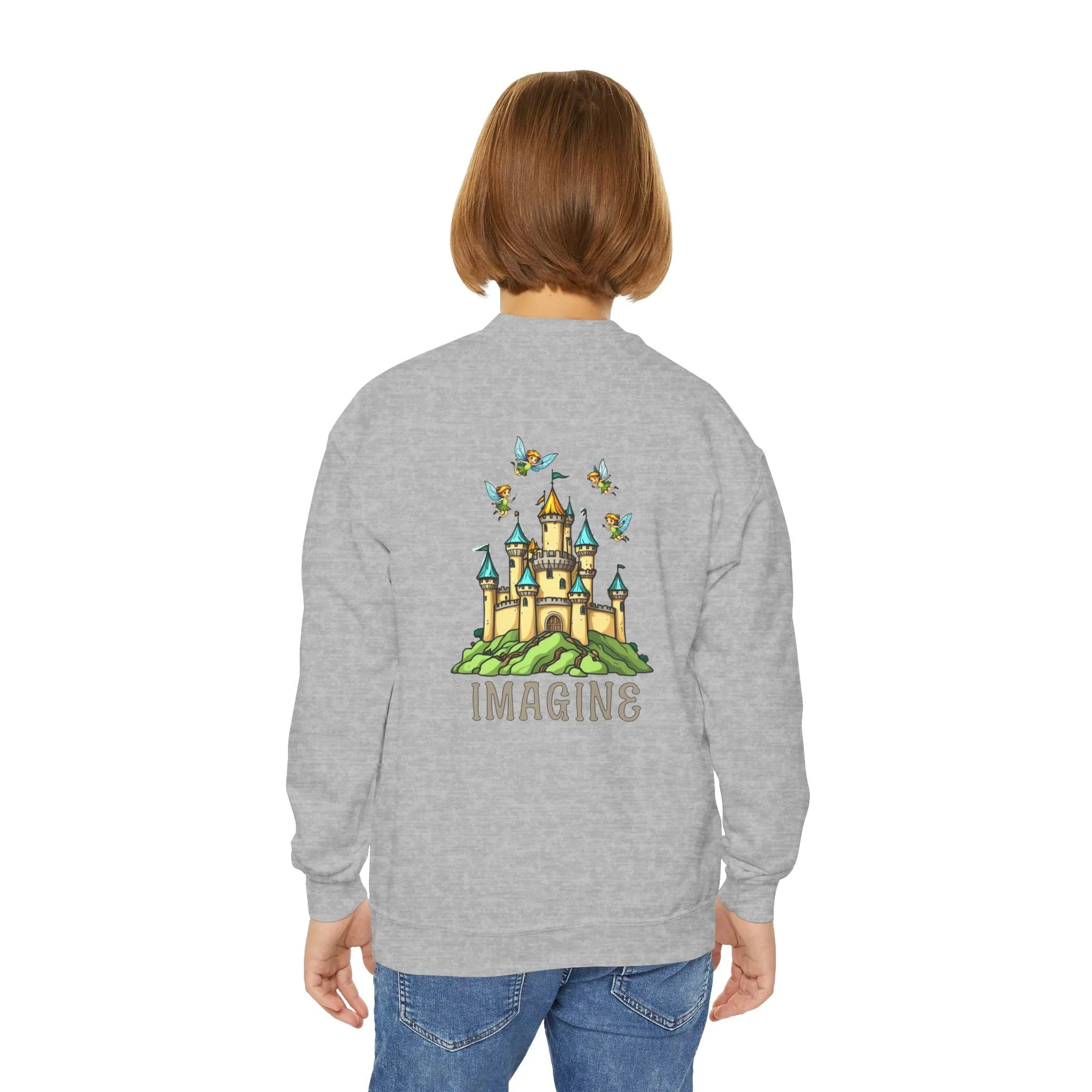 Youth Crewneck Sweatshirt - Fantasy Castle 'IMAGINE' Design