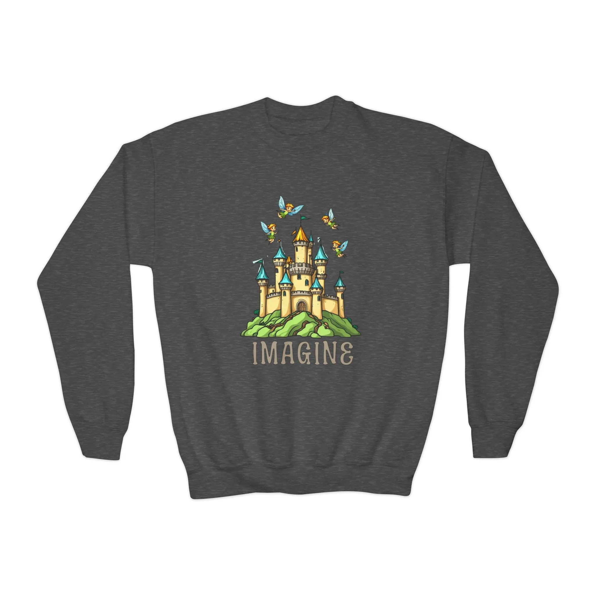 Youth Crewneck Sweatshirt - Fantasy Castle 'IMAGINE' Design