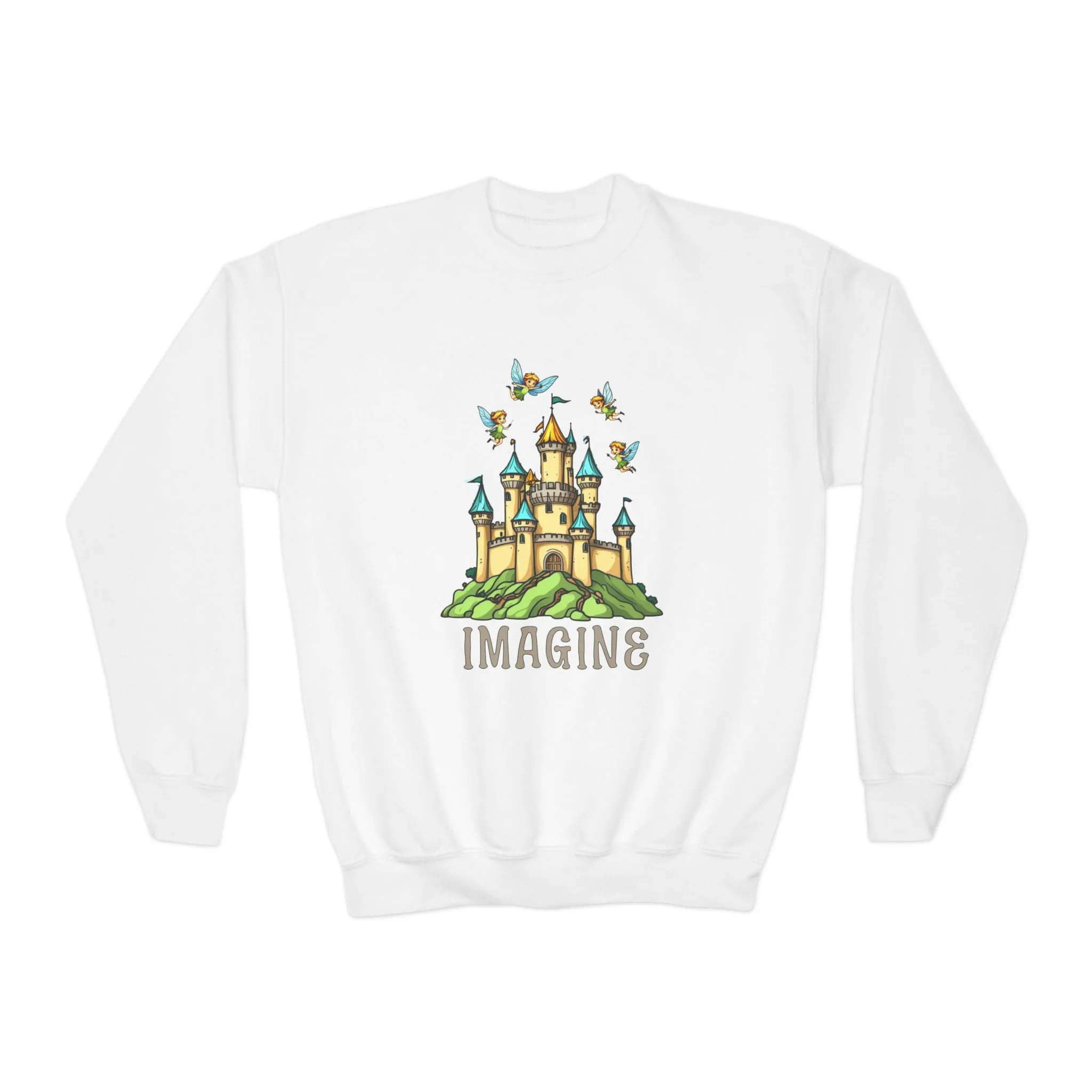 Youth Crewneck Sweatshirt - Fantasy Castle 'IMAGINE' Design