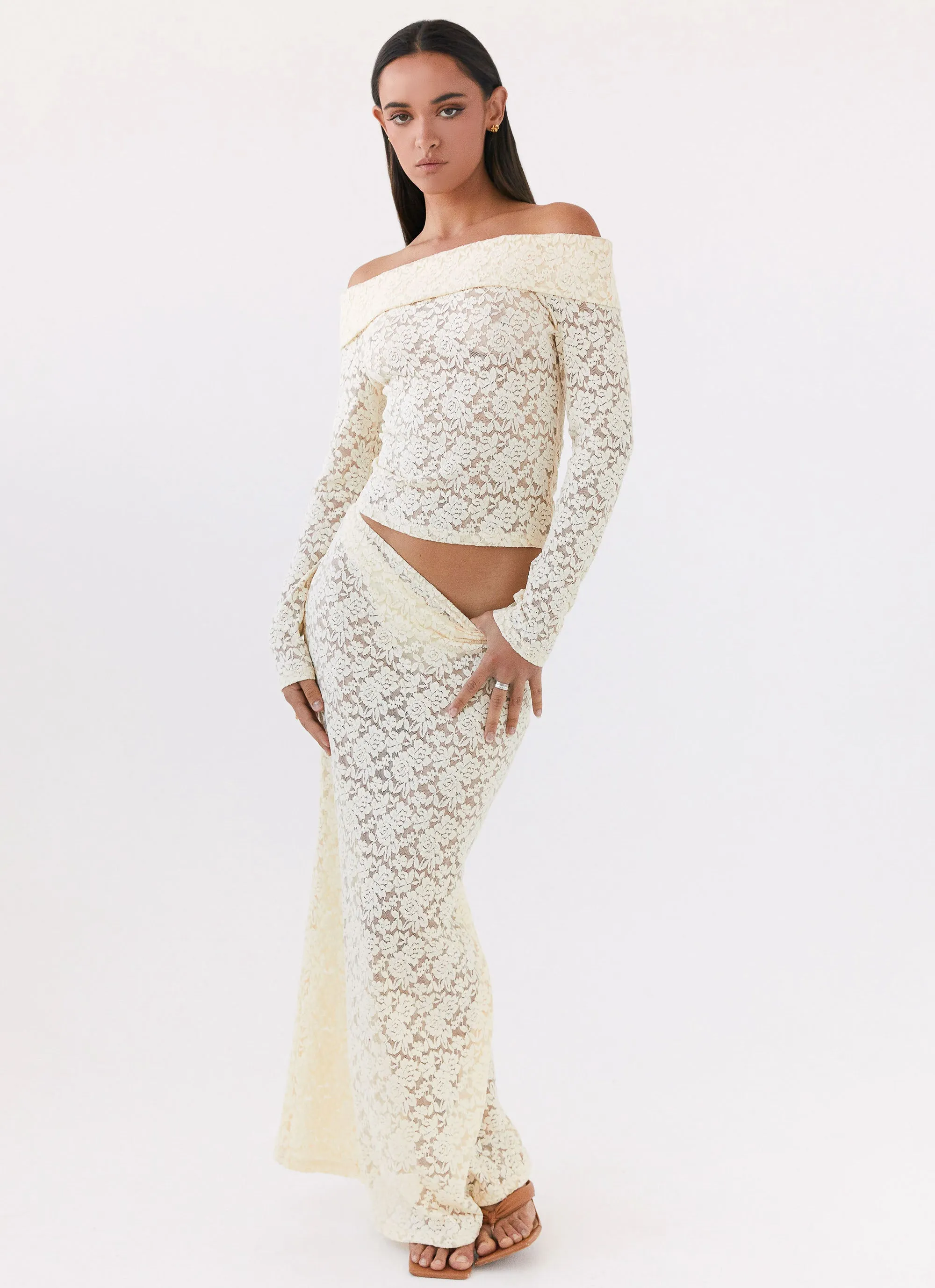 Zephyra Lace Maxi Skirt - Natural